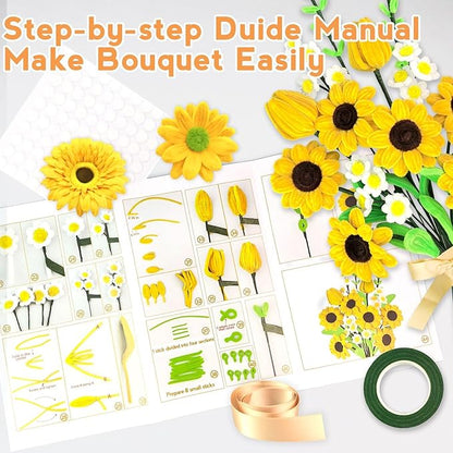 ZEIZHUBN 270 Pieces Pipe Cleaners, Pipe Cleaners Flower Bouquet Kit, Flower Making Kit with Floral Wires Tape, Art and Craft Supplies Projects DIY Decoration Holiday Party Birthday Gifts