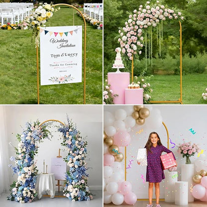 6 FT Wedding Arch Frame Backdrop Stand for Party, Balloon Arch Stand, Wedding Arches for Ceremony, Metal Gold Arch Frame Backdrop Stand for Bridal Baby Showers Birthday Decoration Photo