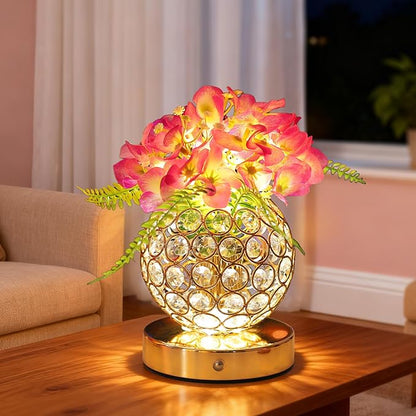 Purple Artificial Hydrangea Flower Lamp, 3 Color Dimmable Touch Control Night Light, Christmas Birthday Gifts for Women, Artificial Hydrangea Flower Table Lamp Decor Bedroom Bar Coffee Shop Wedding