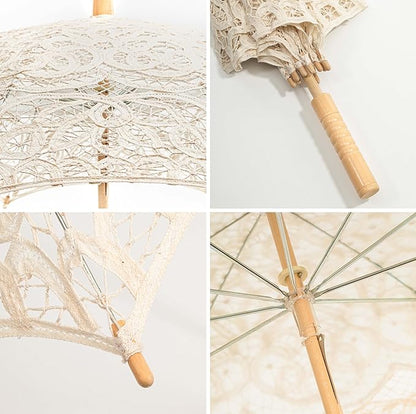 BABEYOND Lace Umbrella Parasol Vintage Wedding Bridal Umbrella for Decoration Photo Lady Costume Tea Party