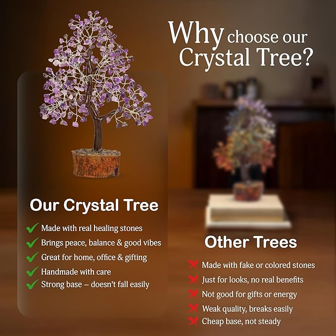 Amethyst Tree -Amethyst Tree of Life, Chakra Tree, Chakra Tree of Life, Healing Crystals, Money Tree, Spiritual Decor for Home, Gemstones and Crystals