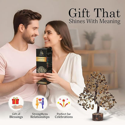 FASHIONZAADI Tiger Eye Crystal Tree, Reiki Gifts - Gemstone Tree - Spiritual Crystal Chakra Decor - Gifts for Women