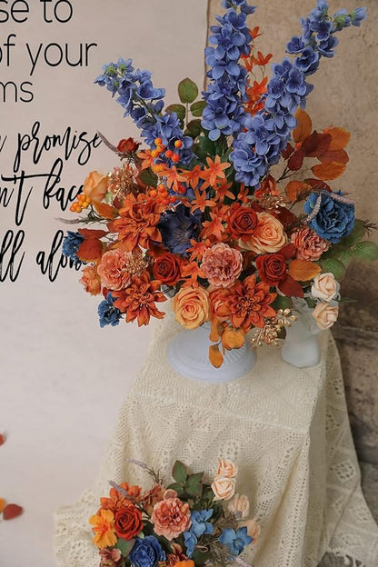 YYHUAWU Artificial Flowers Combo Box Set Gradient Color Flower Leaf with Stems for DIY Wedding Bouquets Centerpieces Baby Shower Party Home Decorations