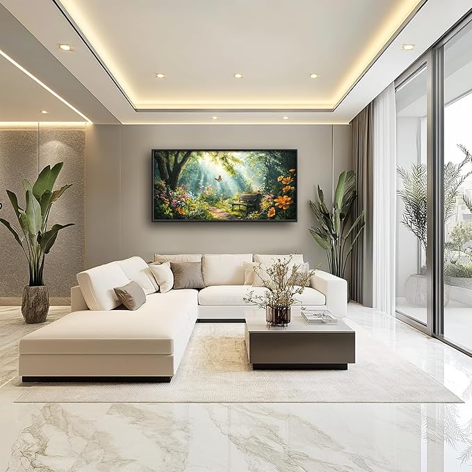 Green Forest Large Wall Art Garden Pictures Wall Decor Nature Sunlight Landscape Big Canvas Painting Prints Framed Artwork Home Decorations Above Bed for Bedroom Living Room Dining Room 60"x30"