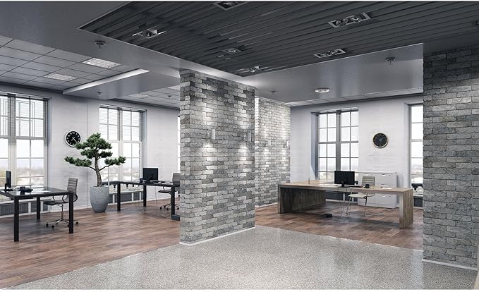 Modern Office Background for Video Conference Business Office Backdrop Interior Brick Wall Windows Virtual Offices Scene Photography Background Live Video Zoom Calls Backdrop Props 10x6.5ft
