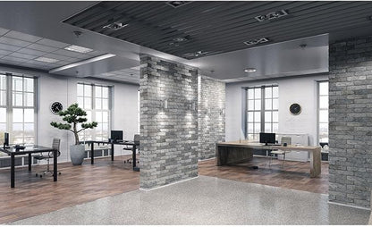 Modern Office Background for Video Conference Business Office Backdrop Interior Brick Wall Windows Virtual Offices Scene Photography Background Live Video Zoom Calls Backdrop Props 9x6ft