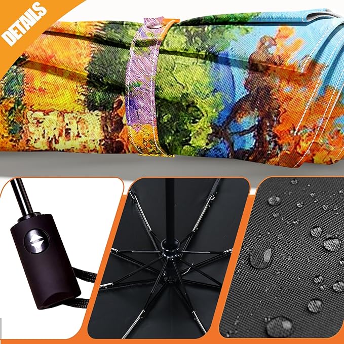 Small Compact Travel Automatic Folding Umbrella for Women, Portable Lightweight, Rain, Wind, UV Sun Shade