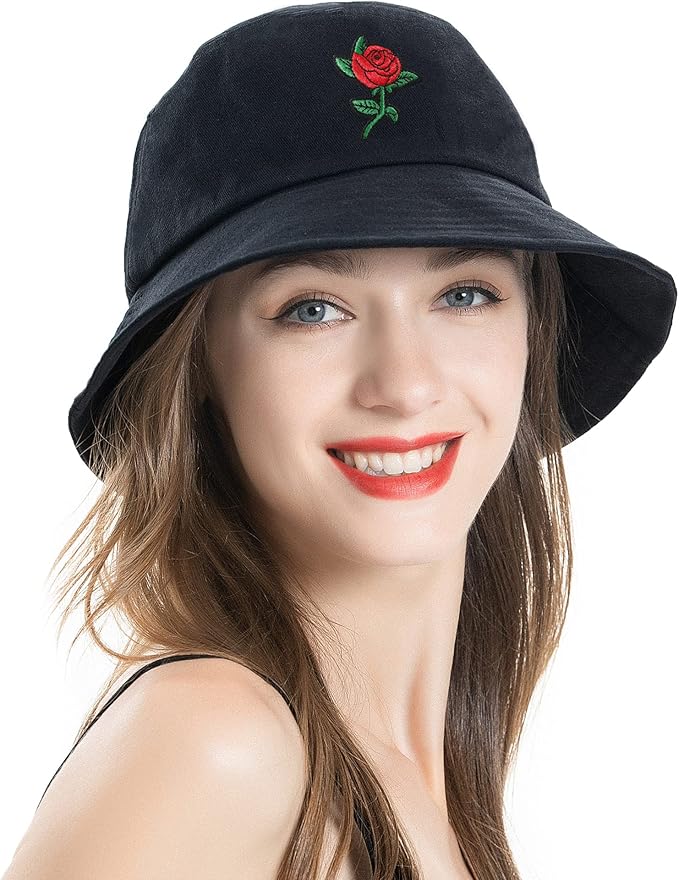 ZLYC Unisex Fashion Embroidered Bucket Hat Summer Fisherman Cap for Men Women