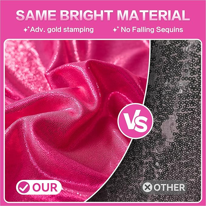 gogoparti 10x10FT Hot Pink Sequin Backdrop Curtain - 2 Panels of 5x10FT Wrinkle-Free Glitter Drapes for Photography, Birthdays, Weddings & Graduations