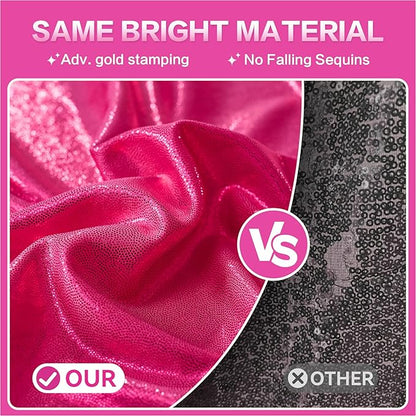 gogoparti 10x10FT Hot Pink Sequin Backdrop Curtain - 2 Panels of 5x10FT Wrinkle-Free Glitter Drapes for Photography, Birthdays, Weddings & Graduations