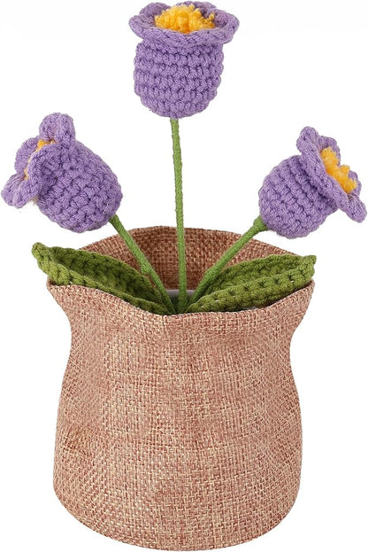 Crochet Flower Plant, Empathetic Flower Gift for Women & Men, Perfect for Birthday, Christmas, Mother's Day, Desk Decor, Birthday Decorations, Kids Party Decoration. Purple Lily
