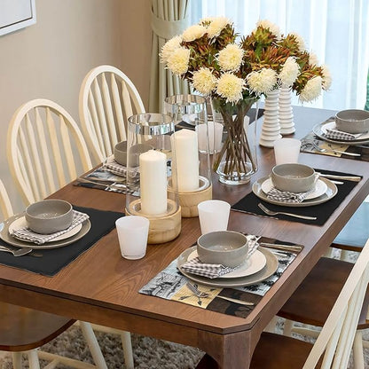 Rustic Lodge Bear Deer Placemats 4 Pcs,Vintage Cabin Pine Cone Plaid Place Mats,Linen Dining Table Mats Home Kitchen Decor, 18 X 12 Inch 4 PCS, Style-22