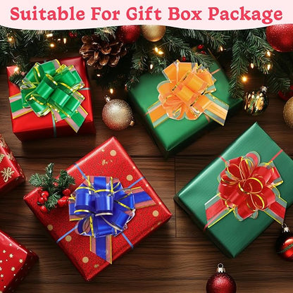 24PCS 6 Inch Large Pull Bows,12 Colors Bow for Gift Wrapping,Reusable Birthday Ribbon Bow for Wrapping Boxes & Decorative Accents