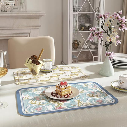patdrea Animal Print Rectangular PVC Placemats, Pack of 6, Waterproof Insulation, Soft and Durable, Suitable for Dining Table, Kitchen and Coffee Table Decoration,12"*17"