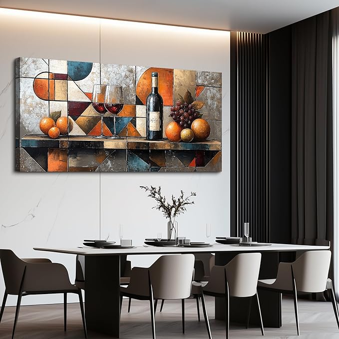 hyidecorart Large Wall Art For Kitchen Wall Decor For Living Room Dining Room Decorations Wine Glass Fruit Painting Still Life Canvas Prints Artwork Bar Restaurant Posters Home Decor Ready to Hang