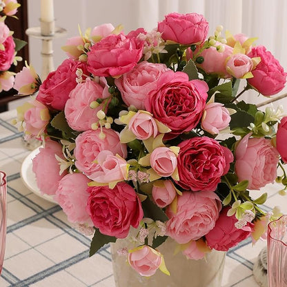 Luyue 8 Packs Peonies Artificial Flowers Faux Peony Bouquet Fake Peonies Flower for Vase Silk Peony Floral Arrangements for Table Centerpiece Wedding Decoration Indoor Home Decor