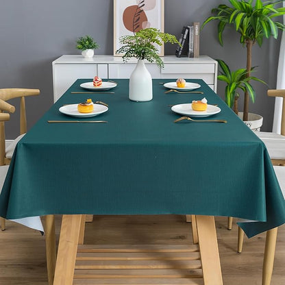 Square Table Cloth,100% Waterproof Tablecloth Oil Proof Spill Proof Vinyl Table Cloth, Wipe Clean Plastic Table Cover for Dining, Camping, Indoor and Outdoor 54" x 54",Navy Blue