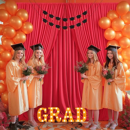Red Backdrop Curtains 4 Panels-Wrinkle-Free Polyester Photography Drapes Party Photo Backgrounds for Wedding Christmas Photo Backdrops- 16 X10FT (Red)