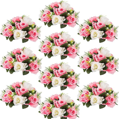 Flower Centerpieces for Wedding Tables: Wedding Table Decorations Pink & White Flower Balls Centerpieces for Engagement Cerebration Party Center Pieces 10 Packs
