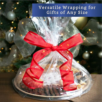 FIESTA WRAPS Clear Cellophane Wrap Roll (31.5 in x 110 ft) - Cellophane Roll - Clear Wrapping Paper to Wrap Gift Baskets - Gift Basket Wrapping Supplies - Papel Celofán Transparente