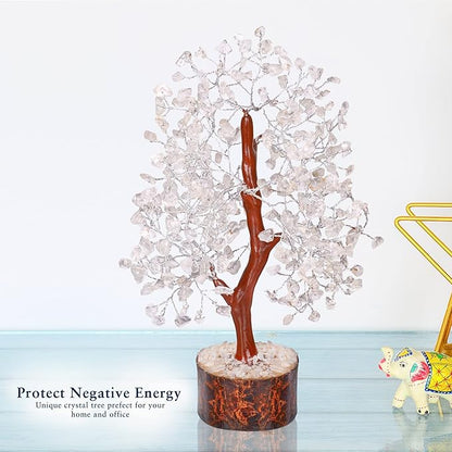 YATHABI Clear Quartz - Crystal Tree - Gemstone - White Money Tree - Chakra Tree - Quartz Crystal - Crystal Bonsai Tree - Tree of Life Decor - Spiritual Item - Crystal Gift - Stone Tree