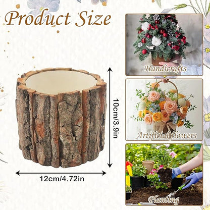 6 Pcs Wooden Vases for Centerpieces, Wood Flower Vase Rustic Tree Stump Planter Pots for Woodland Party Wedding Window Home Farmhouse Christmas Table Decor