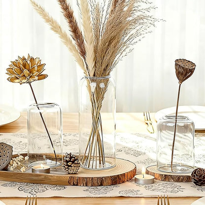 Glass Bud Vases Set of 3 Clear Flower Vase for Centerpieces Shelf, 3.9'' 4.9'' 6.7'' Modern Small Vases for Living Room Bedroom Office Home, Decor for Wedding House Warming Party
