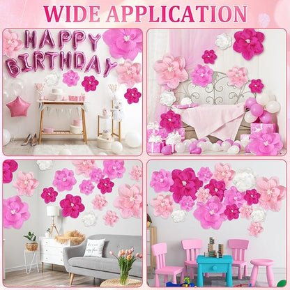 Giant Paper Flowers Artificial Large Paper Flower Decoration for Handcrafted Wall Backdrop Christmas Mexican Wedding Graduation Bridal Shower Birthday Party Supplies(Pink Gradient,18 Pcs)