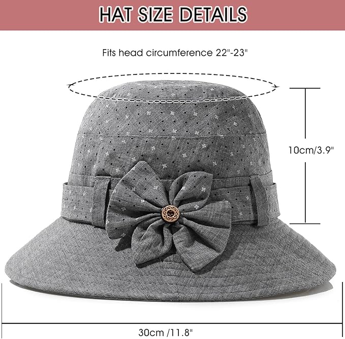 Glamorstar Cloche Hats for Women Vintage Bowler Hat Floral Fedora Bucket Hats