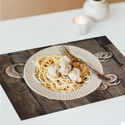 Coffee Place Mats Set of 4,Coffee Time Phrase with A Cup on A Wooden Grunge Background Kitchen Image Placemats for Dining Table 4 PCS, Cafe-1