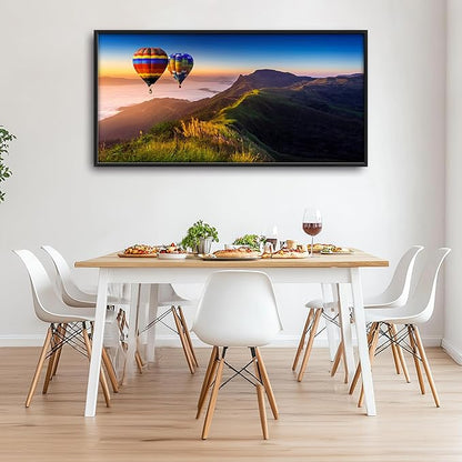 Framed Large Pictures Wall Art for Living Room, Nature Scenery Mountain Landscape Oversized Wall Decor Hot Air Balloon Canvas Print Painting Extra Large Framed Artwork for Bedroom Office 60"x30"