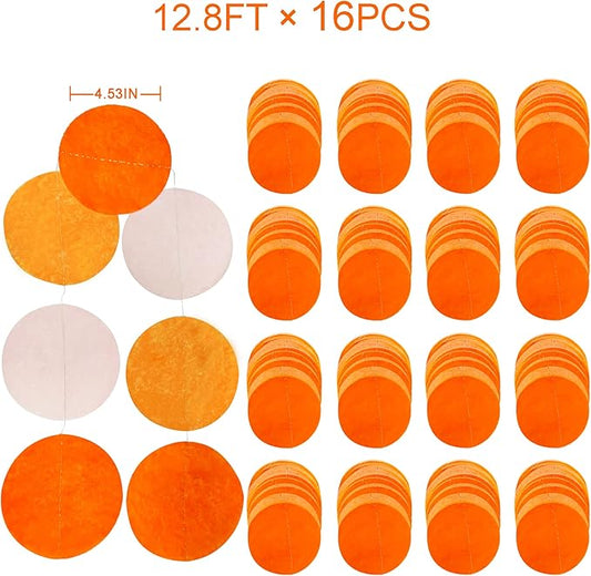 205 Ft Orange Party Decorations Big Circle Dots Backdrop Garland Ombre Orange Tissue Paper Polka Dot Hanging Streamer for Birthday Engagement Wedding Fall Autumn Thanksgiving Harvest Party Supplies