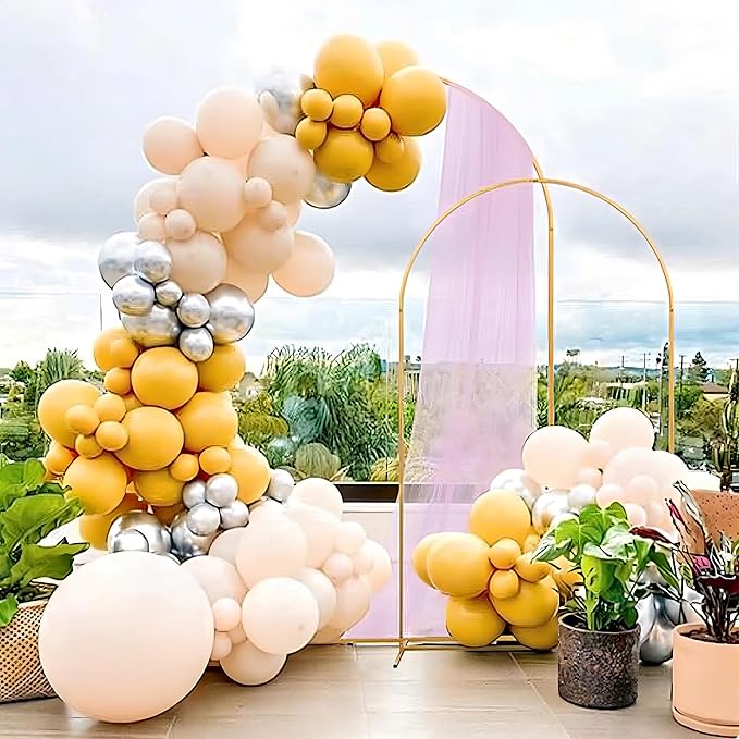 7.2FT Arch Backdrop Stand for Party, Wedding Arch Stand for Ceremony Birthday Party Baby Showers Photo Booth Easy Assembly Supports Flowers Balloons and Decor,Gold