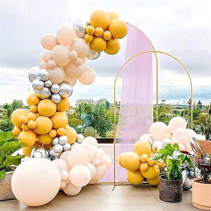 6FT Arch Backdrop Stand for Party, Wedding Arch Stand for Ceremony Birthday Party Baby Showers Photo Booth Easy Assembly Supports Flowers Balloons and Decor,Gold Short