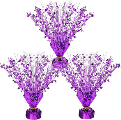 Crowye 3 Pieces Metallic Foil Spray Centerpiece Christmas Party Star Table Decoration Burst Centerpieces Fall Table Decor for Birthday New Year 2026 Party Holiday(Purple)