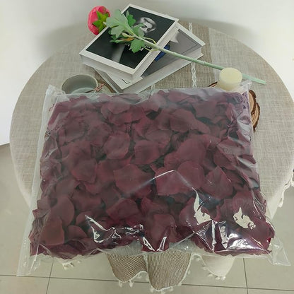 Separated 1000 PCS Artificial Burgundy Rose Petals for Romantic Night,Faux Wine Red Flower Petals for Flower Girl Weddings Valentine Day Party Romantic Decoration(Ready-to-use)