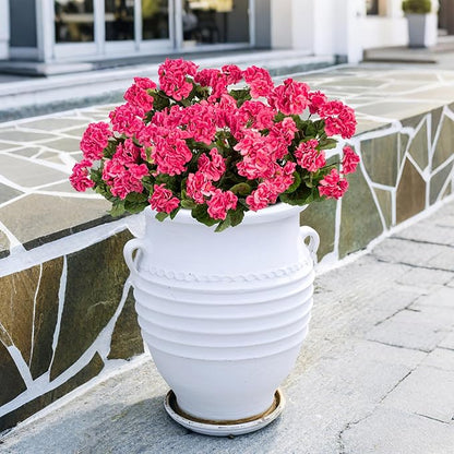 4PCS Home Decor Fake Plants Artificial Flowers Artificial Geraniums Outdoor Fake Flowers Artificial Flowers Fake Silk Bouquet, Fall Decor for Interior Porch Garden Decoration 14.4"(Rose Red)