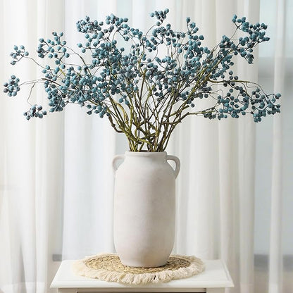 Large Flower Vase Home Decor - 12 inch Tall Ceramic Farmhouse White Rustic Table Vases with Handle Living Room Decoration Decorative Modern for Fireplace Kitchen