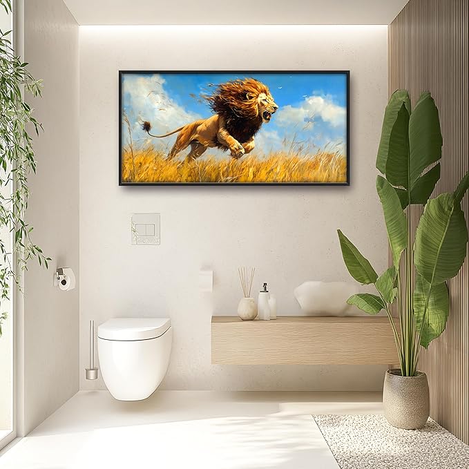 Lion Large Decor Wall Art Framed Pictures for Living Room, Animal Oversized Canvas Print Painting Modern Extra Large Framed Artwork for Bedroom Office Home Decor 60"x30"