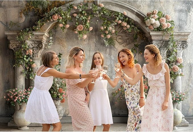 Baocicco 7x5ft Wedding Flowers Wall Backdrop Photography Vintage European Palace Victoria Wall Floral Background for Baby Shower Newborn Birthday Party Decorations Photo Booth Girl Women Portrait