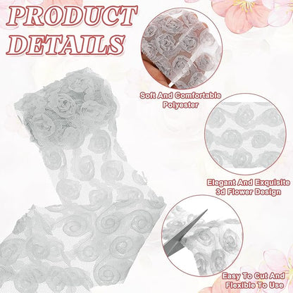 uxcell 2PCS Lace Trim Ribbon, 2.36 inch - 1 Yard 3D Rose Floral Embroidery Ribbons Edge Trimming for Sewing, Wedding Dress, DIY Crafts, Decoration Accessories, Grey