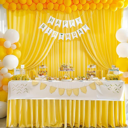 Yellow Backdrop Curtains-Wrinkle-Free Polyester Photography Drapes Party Curtain Background for Baby Shower Wedding Decorations- 40 X10FT