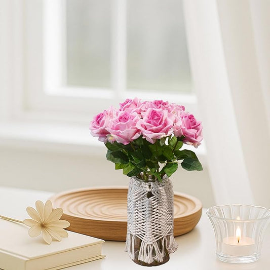 6 Pcs Silk Real Touch Latex Roses, Artificial Single Stem Big Bloom Faux Roses for Home Party Office Wedding Indoor Decor, Floral Arrangements, Table Centerpieces