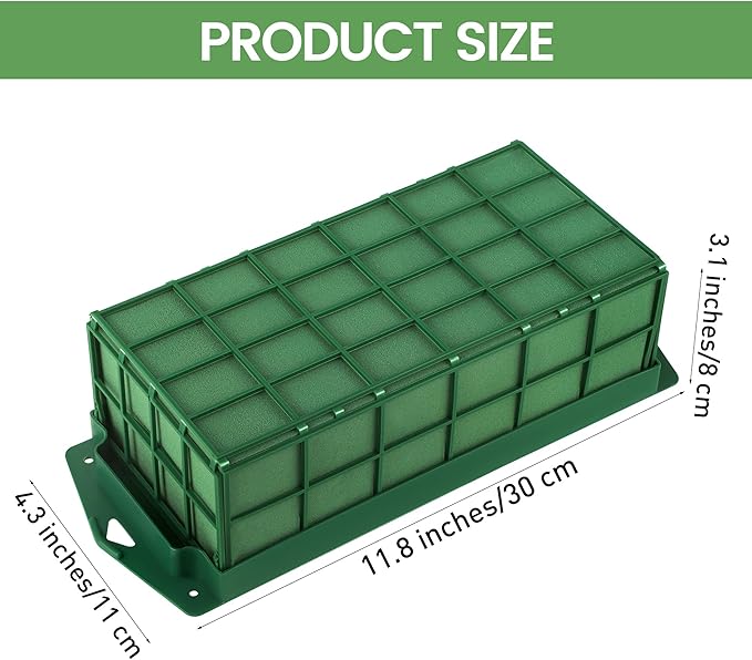 24 Packs Floral Foam Cage Rectangle Flower Cage Holders with Floral Foam Flower Arrangement Supplies for Fresh Flowers, Home Wedding Decorations, 11.8 x 4.3 x 3.1 Inches