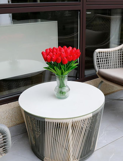 36 PCS Red Tulips Artificial Flowers 13" PU Fake Flowers for Wedding Home Decor (Red)