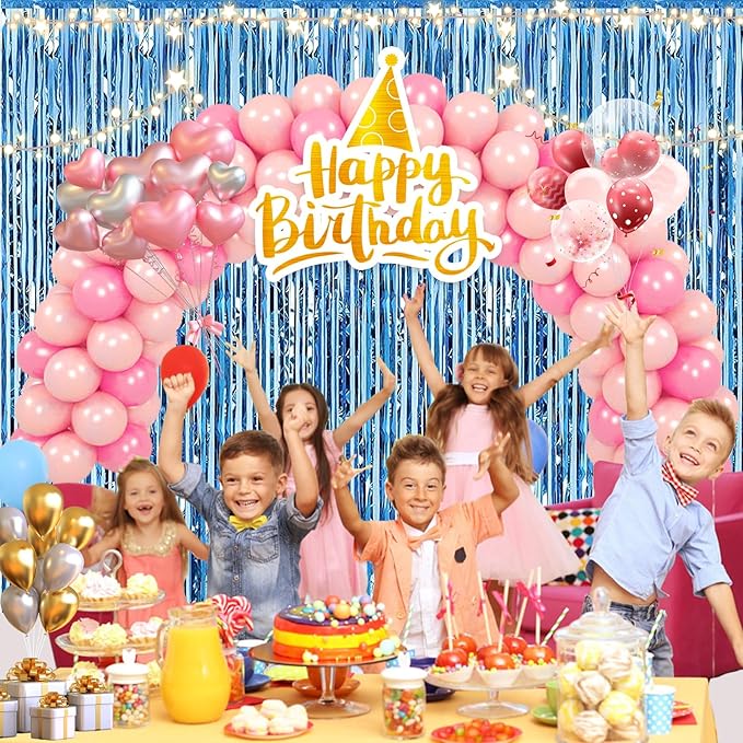 2 Pack 3.28 ft x 6.56 ft Light Blue Tinsel Curtain Party Backdrop - Metallic Foil Fringe Backdrop Door for Halloween, Christmas, Birthday Graduation Wedding Party Streamers Photo Backdrop.
