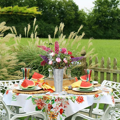 6pcs 9inch-Galvanized Metal Vases Farmhouse French Flowers Bucket Vase with Handles Rustic Tin Flower Holder for Cut Plants Housewarming Gift for Balcony Garden Courtyard
