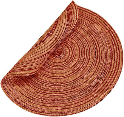 Youyi Better Lifes Round Braided Placemats Set of 6 Colorful Washable Durable Placemats Non-Slip 15 Inch Red-Orange Woven Table Mats for Dining Tables Holiday Party Decoration