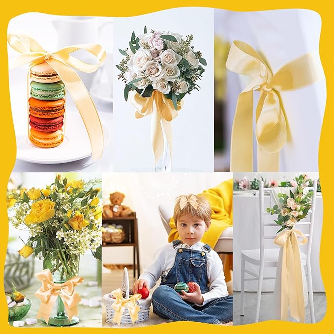 150 Yards Orange Satin Ribbon 1-1/2 Inch 6 Rolls Assortment Ribbons for Crafts Gift Wrapping Flower Bouquet Wedding Invitations Birthday Party Festival Decoration Hair Bows