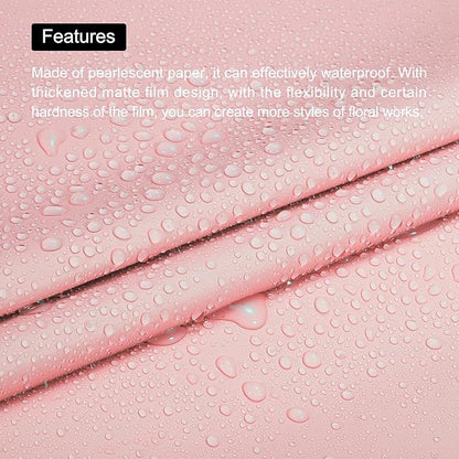 MECCANIXITY Pearlescent Film Flower Wrapping Paper 22.8x22.8 Inch Waterproof for DIY Crafts, Gift/Gift Box Packaging Cherry Pink Pack of 10